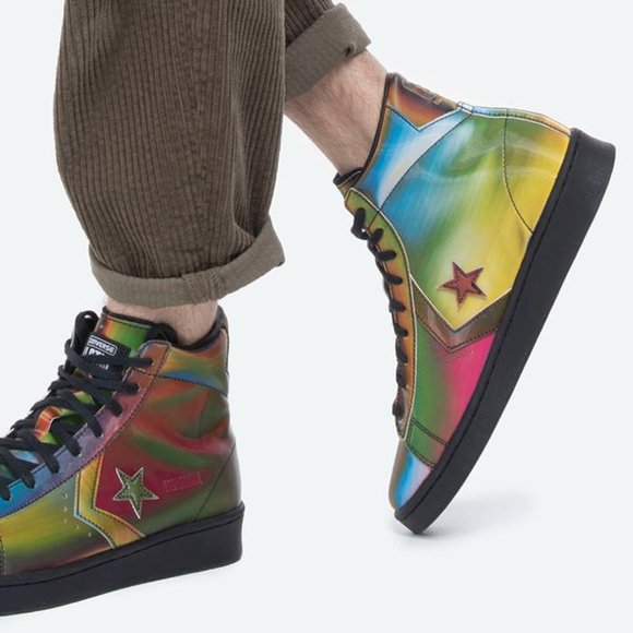 NIB Converse Pro Leather Iridescent Mid Black/Mult - Picture 9 of 14